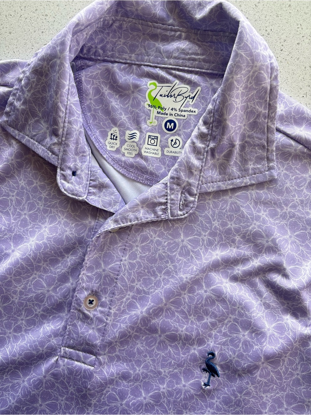 Tailorbyrd Men’s Light Purple Floral Print Polo